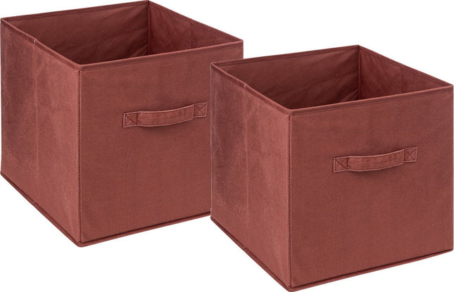 5Five Opbergmand/kastmandje - 2x - Bordeaux rood - 31 x 31 x 31 cm - 29 liter - Vakkenkast manden - Stof met versterkte bodem - Opvouwbaar