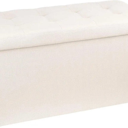 Atmosphera Poef/Hocker/Voetenbankje - opbergbox - beige - PU/MDF - 76 x 38 x 38 cm - opvouwbaar