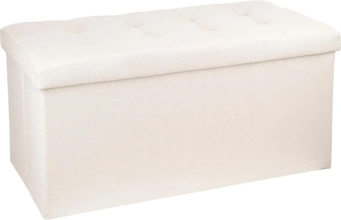 Atmosphera Pouffe/Footstool - storage box - beige - PU/MDF - 76 x 38 x 38 cm - foldable