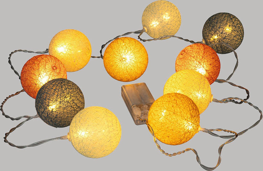 Atmosphera LED decorative multi-colored ball string lights - Cotton light strings - Cotton ball - 10 balls - Batteries not included