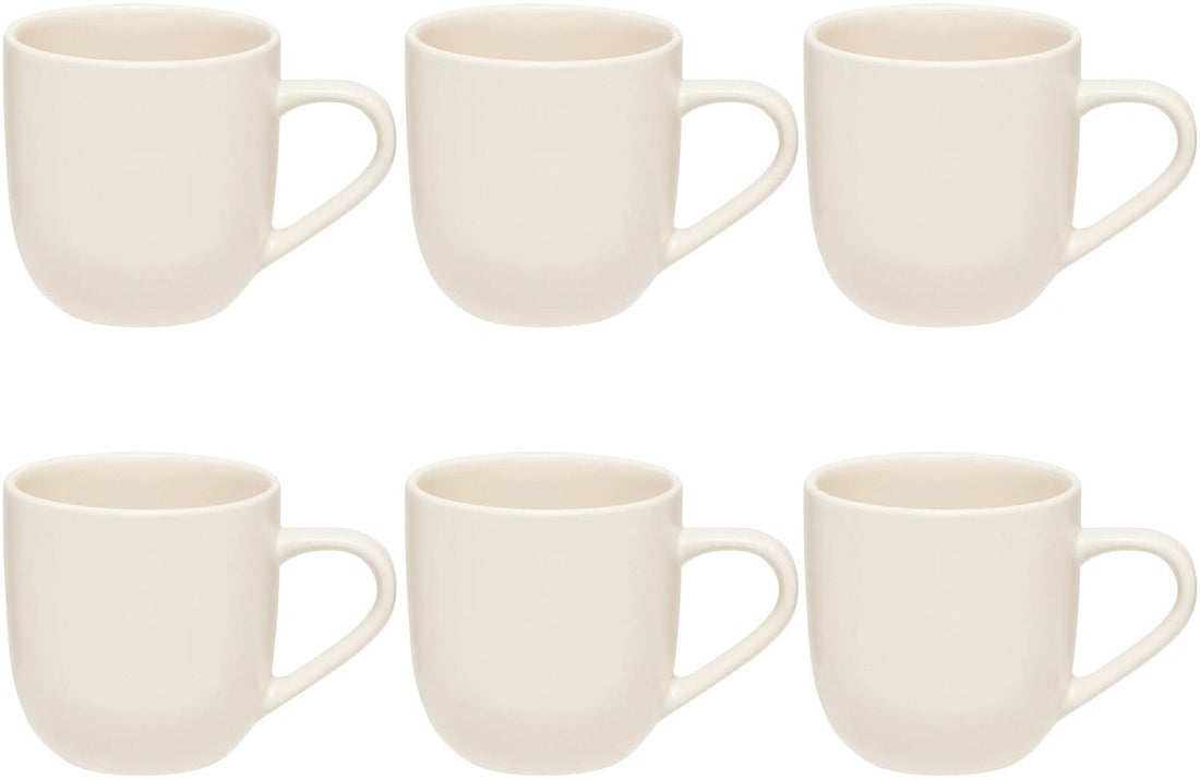 Set mit 6 weißen Keramikbechern 24 cl – Steingut – mit Henkel – Praktisch und stilvoll