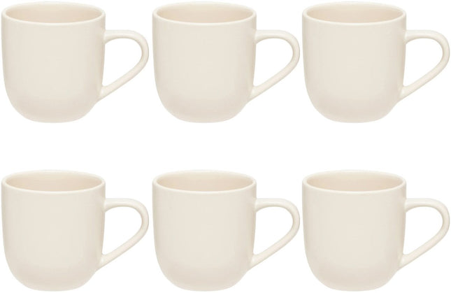 Set van 6 Witte Keramieke Mokken 24 cl - Stoneware - Met Oor - Praktisch en Stijlvol
