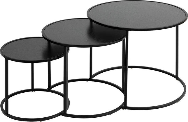 Atmosphera Bijzettafels Noah - Ø35/56/54xH45cm - Set van 3 stuks - Zwart