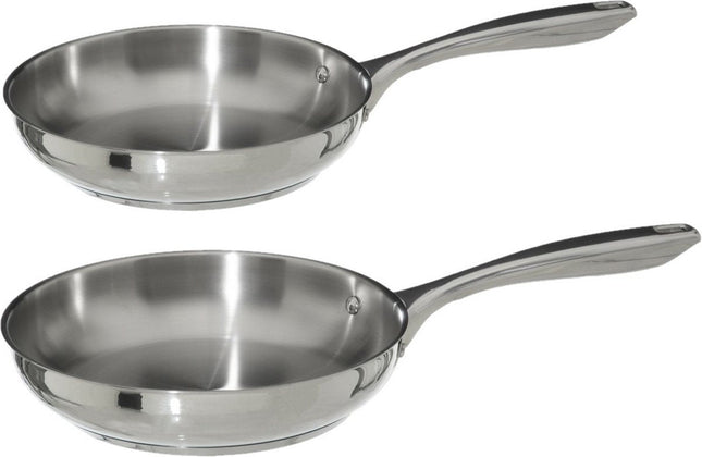 Secret de Gourmet Koekenpannen Acoma - D20 en D24 cm - Alle warmtebronnen - Zilver RVS