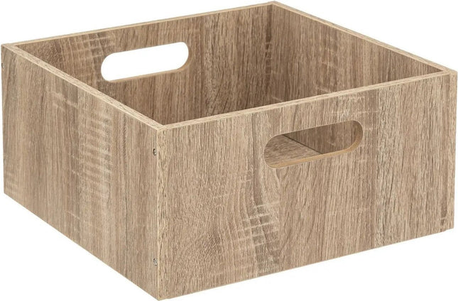 5five Opbergmand/kastmand van hout - lichtbruin - 14 Liter - 31 x 31 x 15 cm - Opbergboxen - Vakkenkast manden