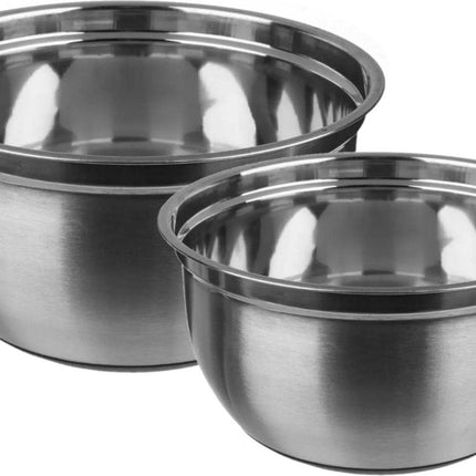 Set 2x stuks beslagkommen/mengkommen - RVS 4,5L/2,5L - Met antislip