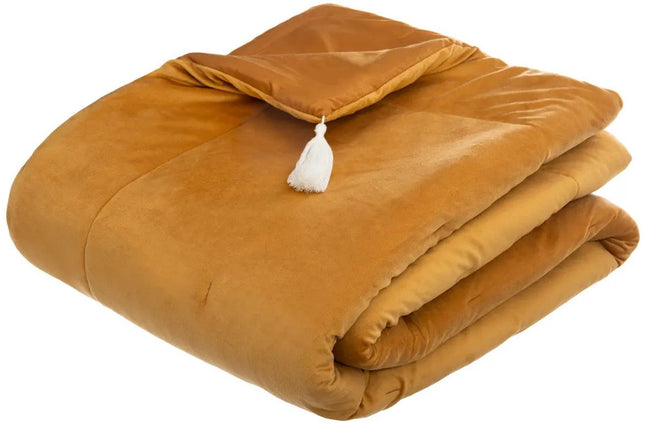 Atmosphera Bedsprei deken Sonia - fluweel okergeel - 80 x 180 cm - polyester - extra dik - plaid