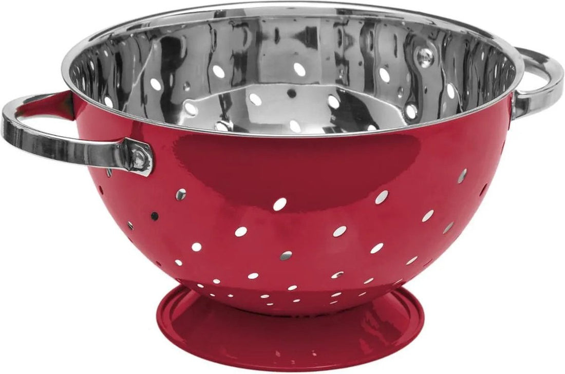 Passoire à pied rouge/argent 25 x 16 cm