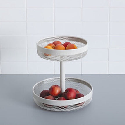 5Five Fruitschaal/fruitmand 2-laags model Double Fruit - metaal - D30 x H31 cm - wit - rond - Fruitschalen met ruime capaciteit