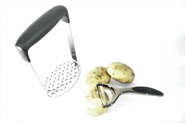 KINGHOFF -Professionele aardappelstamper + dunschiller met comfortabele anti-slip handgreep - vaatwasbestendig