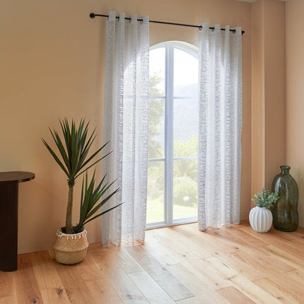 Atmosphera Lazi Transparant Gordijn 140x240cm - Gordijnen kant en klaar met haakjes ringen - Wit