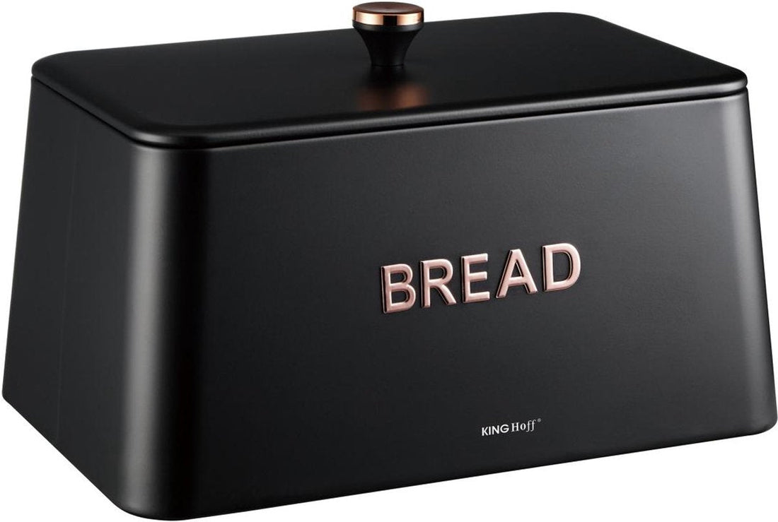 Kinghoff broodtrommel zwart – metalen brooddoos met ventilatiegaten