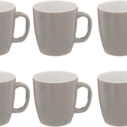 Colorama Grijs Ronde Mok met Oor - Set van 6 - 18 cl - Faience Materiaal