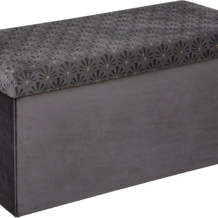 Atmosphera Poef/krukje/hocker Royal - Opvouwbare zit opslag box - fluweel Donkergrijs - 76 x 38 x 38 cm - MDF/polyester - 120 liter inhoud