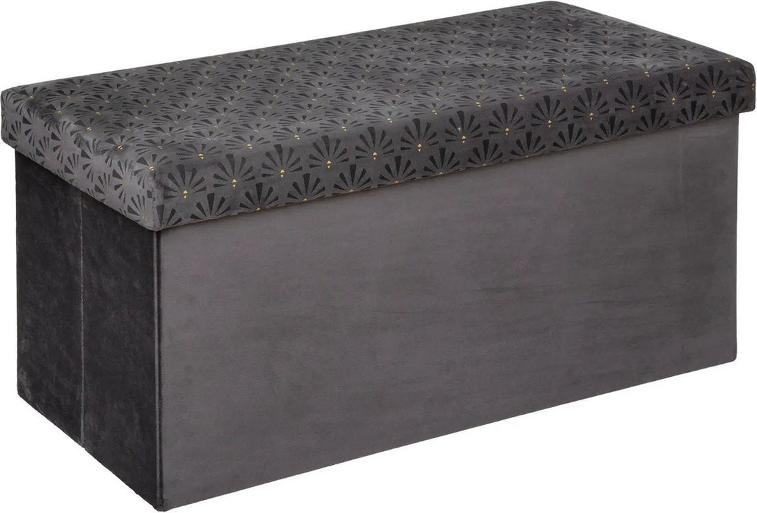 Atmosphera Royal Pouf/stool/ottoman - Foldable storage seat box - Dark gray velvet - 76 x 38 x 38 cm - MDF/polyester - 120-liter capacity