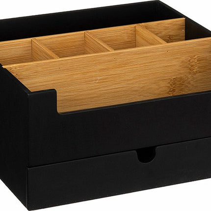 Five Make up organizer - zwart - 26 x 24 x 13 cm - bamboe hout - pennenbakje / bureau
