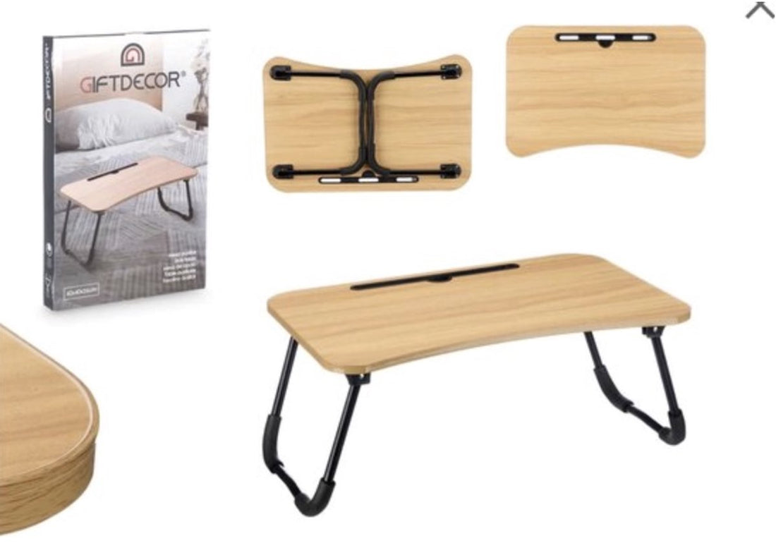 Tablette Confortable pour Ordinateur Portable et Tablette, Pliable et Peu Encombrante – Table Pliante en Bois, Multifonctionnelle et Élégante – Idéale pour le Lit, le Canapé et la Maison ! Dimensions : 40x60x26cm