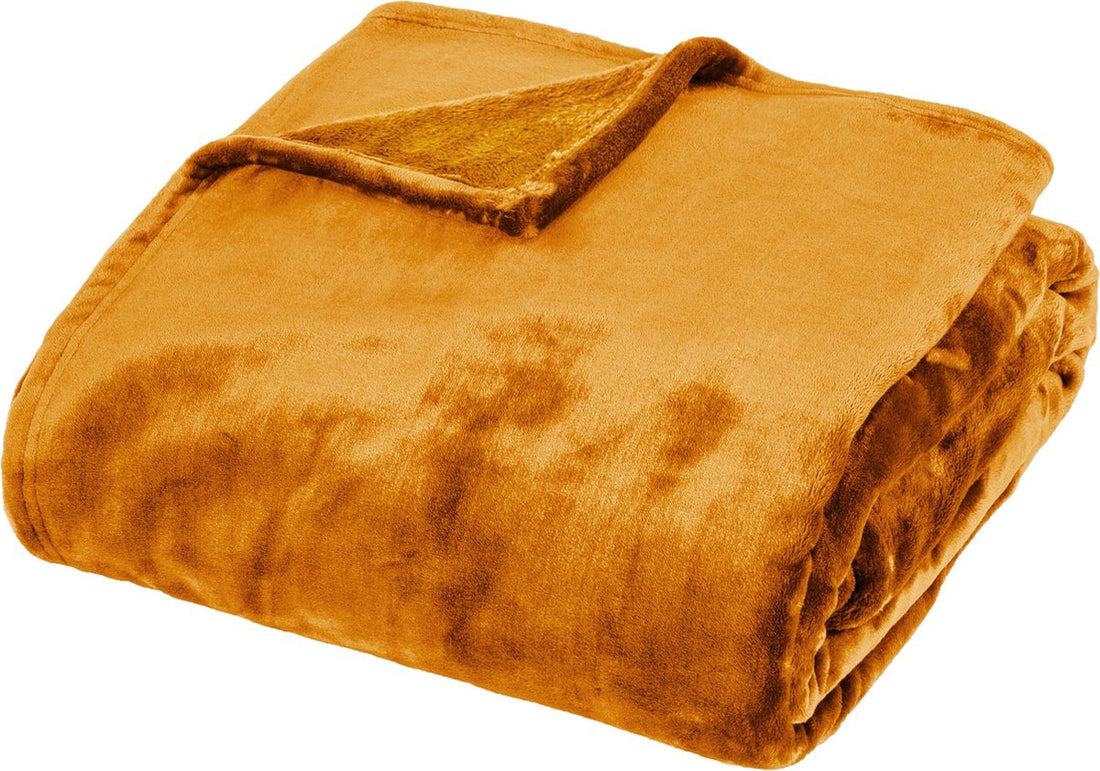 Atmosphera Plaid ultra-doux - 130 x 180 cm - Jaune moutarde