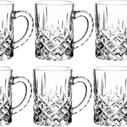 Luxe Glazen zilvere rand met oortje - set van 6 stuks