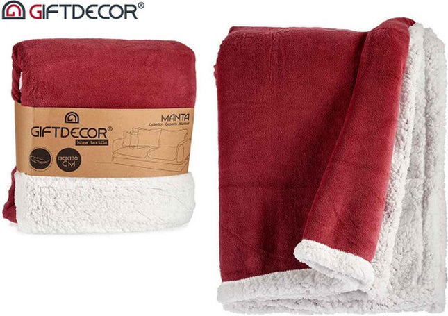 Plaid | warm fuchcia Roze| sherpa Wit | 130 x 170 cm| warm | zacht