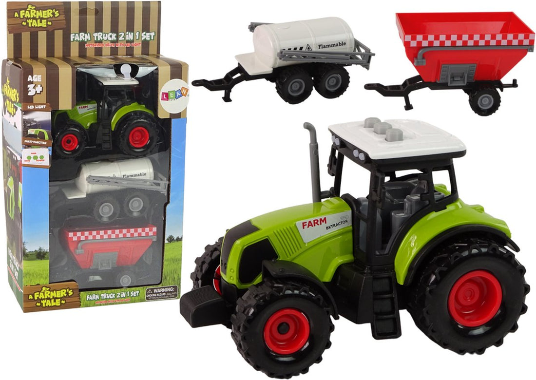 Tracteur Jouet avec Lumière et Son - Ensemble Ferme avec 2 Machines Agricoles - Jouet Éducatif - Jouet de Ferme - Voiture - Tracteur avec 2 Remorques