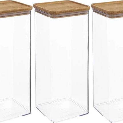 5Five - Keuken voorraadpot - Berlino - 3x - kunststof/bamboe - 2000 ml