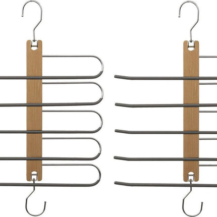 Set van 2x stuks luxe kledinghanger/broekhanger voor 5 broeken 33 x 49 cm - Kledingkast hangers/kleerhangers/broekhangers