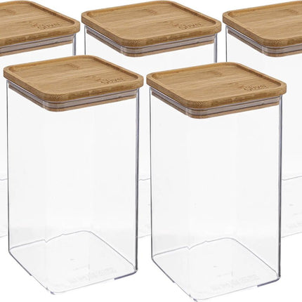 5Five - Keuken voorraadpot - Berlino - 5x - kunststof/bamboe - 1500 ml