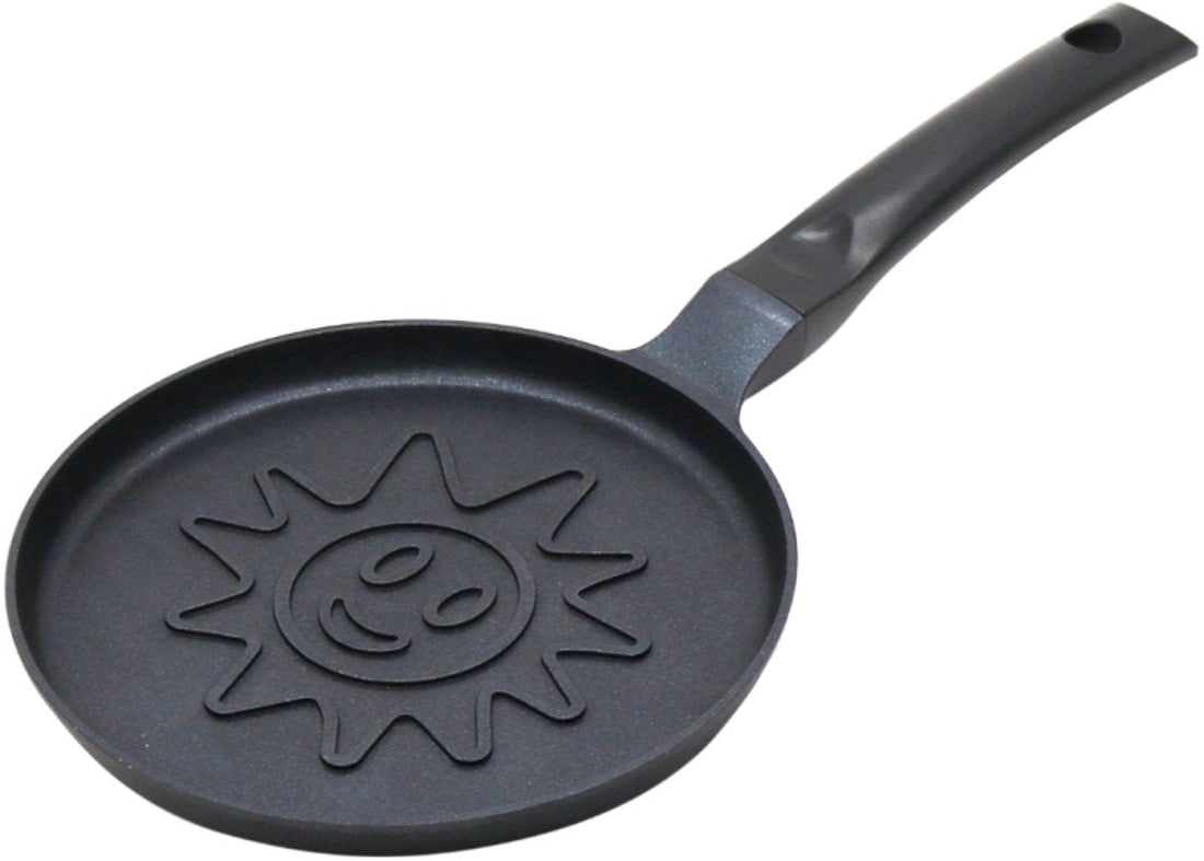 Poêle à crêpes Klausberg KB-7972 - Motif tournesol - Ø18 cm - Revêtement antiadhésif noir - Compatible avec tous les feux dont induction - Petit soleil