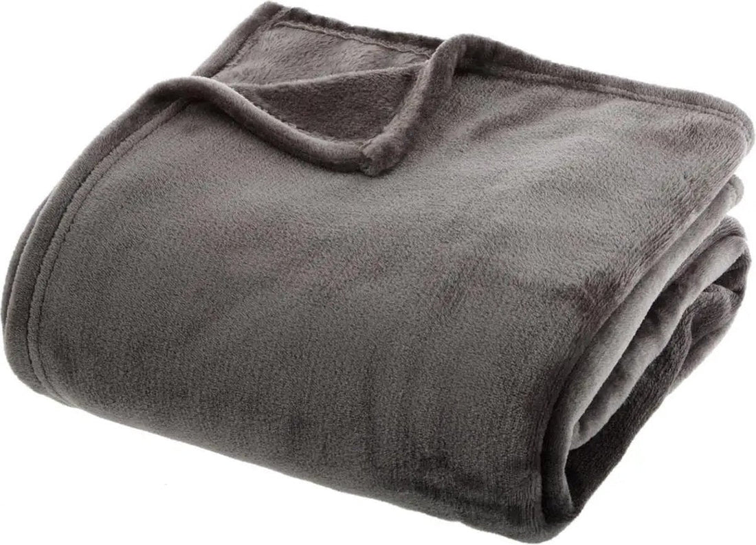 Atmosphera flanel fleece plaid, donkergrijs – deken 130 x 180 cm