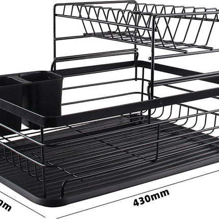 Luxe Afdruiprek met bestekkorf en lekbak - Droogrek - Afdruiprek - 43 x 29 x 27 cm