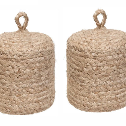 Set van 2 Stuks! - Atmosphera Deurstopper - 1 kg - beige - stof - jute gewicht - 15 cm - deurstop - Deurstoppen