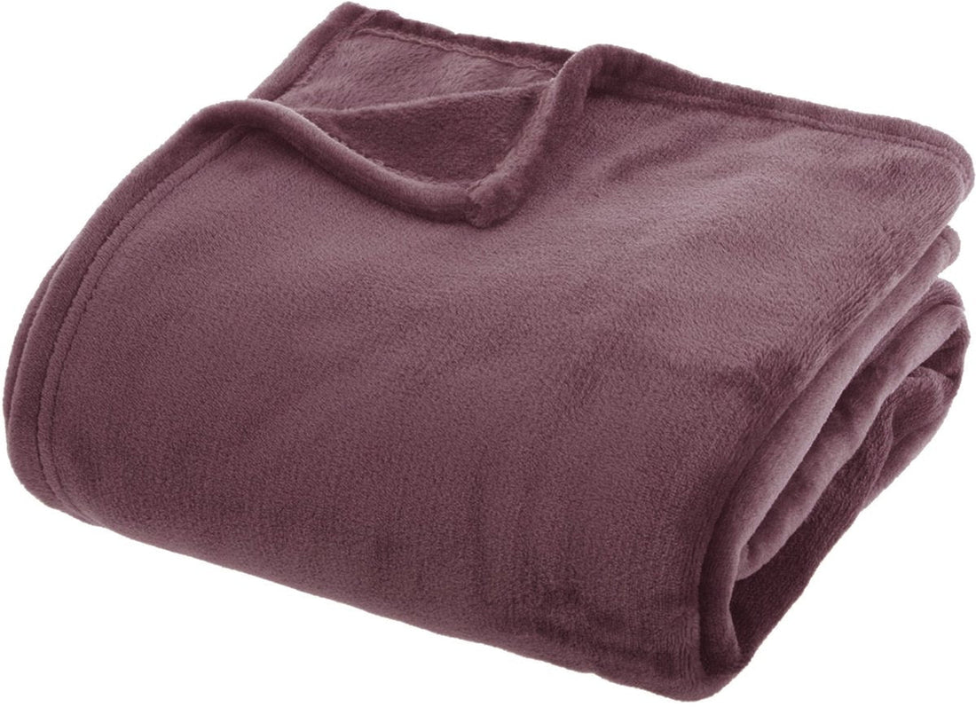 Couverture plaid en polaire flanelle unie Atmosphera - 180 x 230 cm - Violet