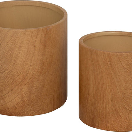 Atmosphera Keramische Plantpotten - Set van 2 stuks - Ø15xH14cm - Bruin