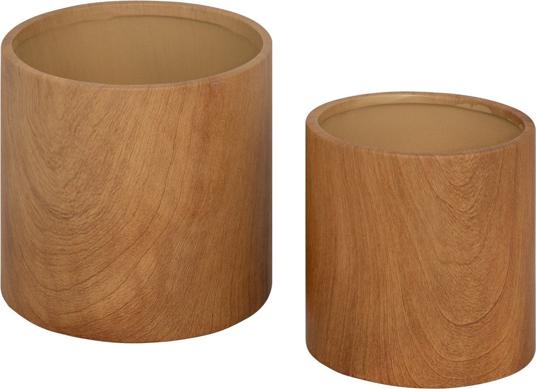 Atmosphera Pots de fleurs en céramique - Lot de 2 - Ø15xH14cm - Marron