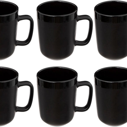 Set van 6 Zwarte Stoneware Koffiemokken - 35cl - Magnetronbestendig - Stapelbare koffie kopjes met oor