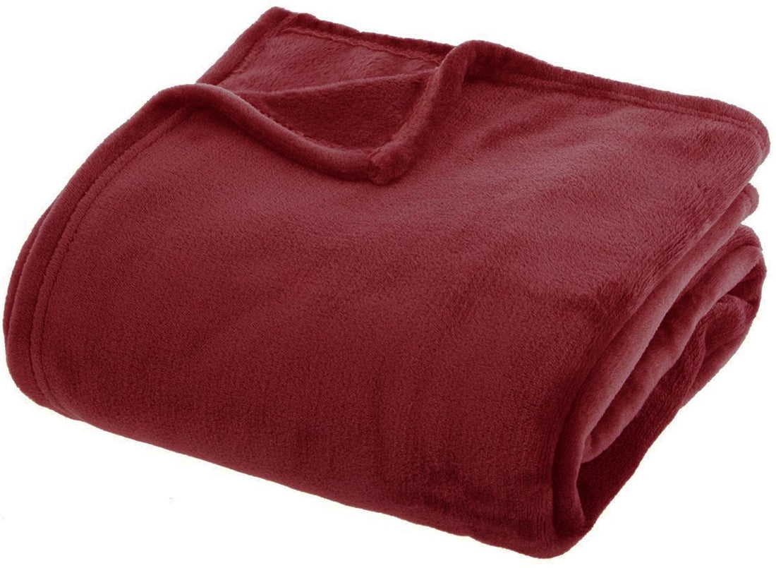 Atmosphera fleece plaid bordeaux – effen flanel deken, 180 x 230 cm