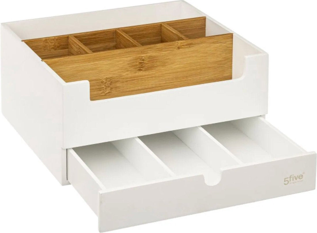 Make-up organizer wit van bamboe – cosmetica houder en bureau organizer