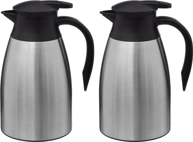 5Five Thermoskan - 2x - RVS - 1500 ml - dubbelwandig - isoleerkan - koffiekan