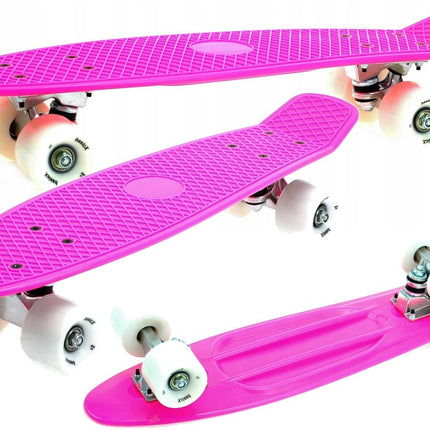 Kiamo Pennyboard – Mini Skateboard 57cm – Roze Deck met Witte Wielen – ABEC-5 – tot 100kg