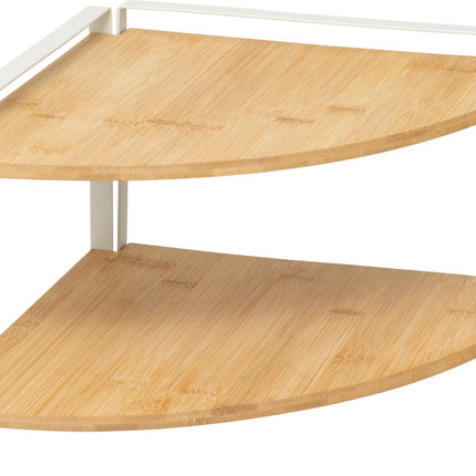 5Five Ordera Hoekplank bamboe - 2 niveau's - 30x29x21cm - Wit/Beige