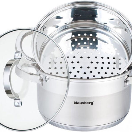 Klausberg 7135 - stoompan - 3 delig - 18cm - rvs - alle warmtebronnen