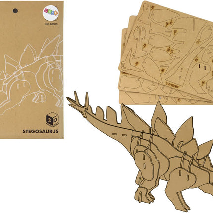 Houten 3D Puzzel Stegosaurus - Educatief Bouwpakket 41 Delen - Dinosaurs Constructiespeelgoed - 3d puzzle - Modelbouwpakket - Dino's - Stegosaurus