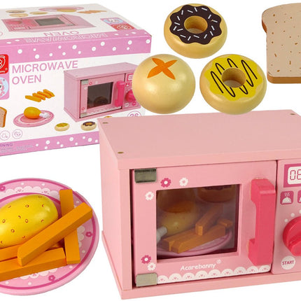 Houten Magnetron Speelgoed - Keuken Accessoires Set met Eten - Educatief Kookspeelgoed - Duurzaam Houten Speelgoed - Keukenset - Kippenbout