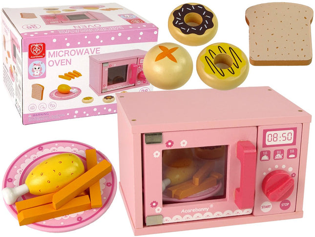 Houten Magnetron Speelgoed - Keuken Accessoires Set met Eten - Educatief Kookspeelgoed - Duurzaam Houten Speelgoed - Keukenset - Kippenbout