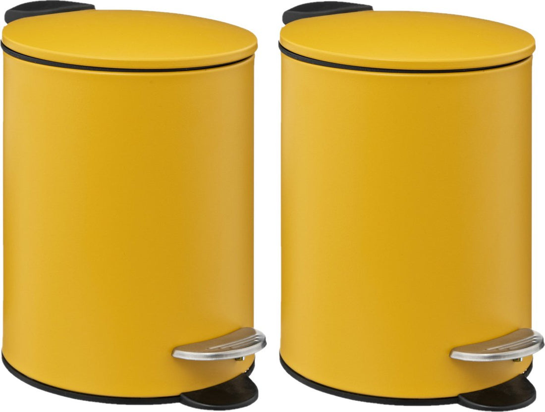 5Five Treteimer - 2x - Senfgelb - Metall - 3L - 23 cm