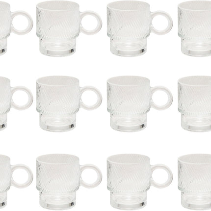 Set van 12 Transparante Glas Mokken - 30 cl - Vaatwasserbestendig - Ideaal voor Koffie, Thee en Meer