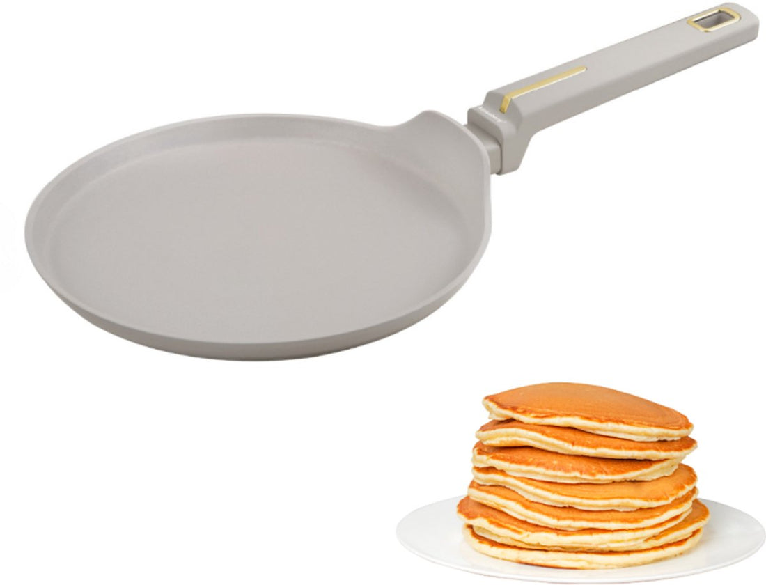 Klausberg KB-7965 Pfannkuchenpfanne | 24 cm | Antihaftbeschichtung | Für alle Herdarten geeignet, inklusive Induktion | Beige | Crêpepfanne