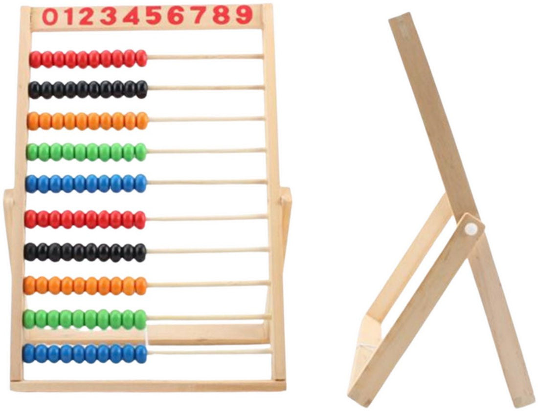 Boulier en bois avec 100 perles colorées - 10 rangées - Outil de calcul éducatif pour enfants - 30 x 22 cm - Boulier en bois - Apprendre à compter