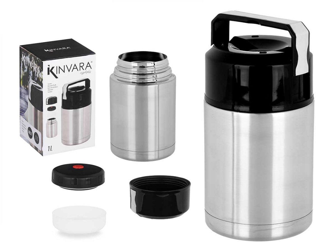 Kinvara - Boîte à lunch isotherme 1L – Contenant alimentaire isolé sous vide – Tasse à soupe et à nourriture en acier inoxydable – Tasse thermique étanche